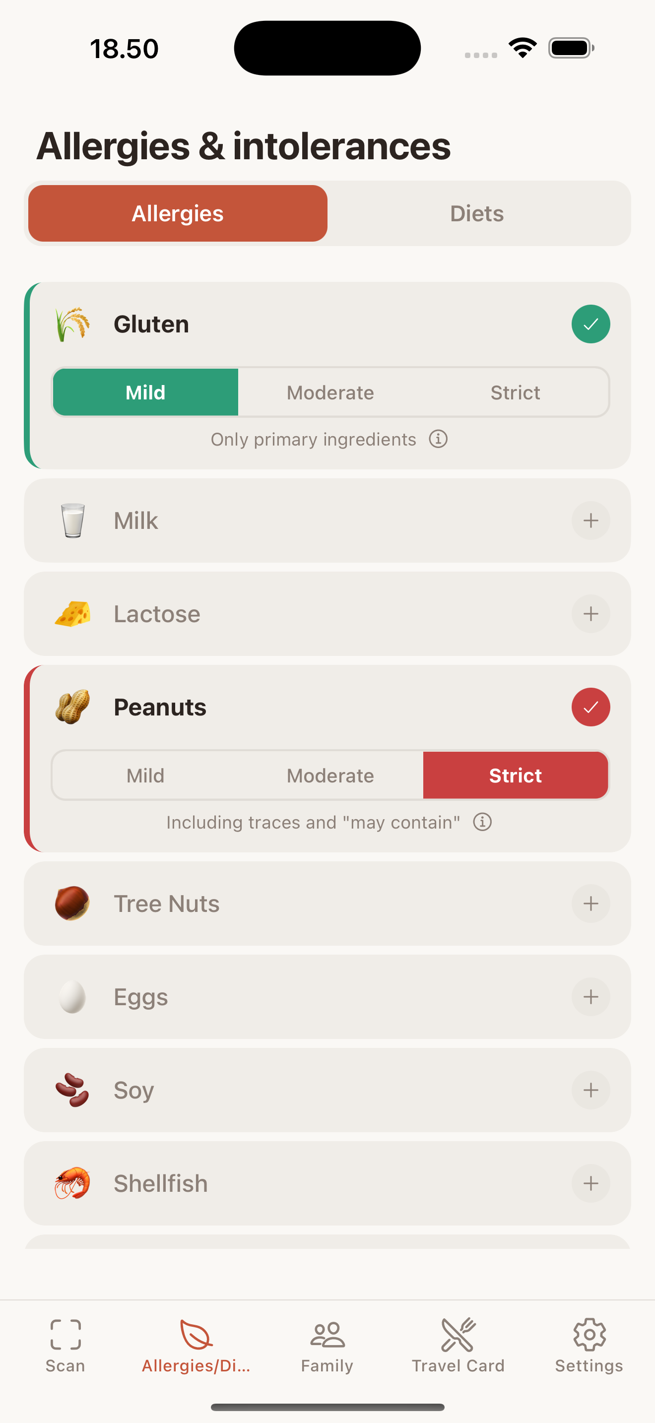 Allergen selection