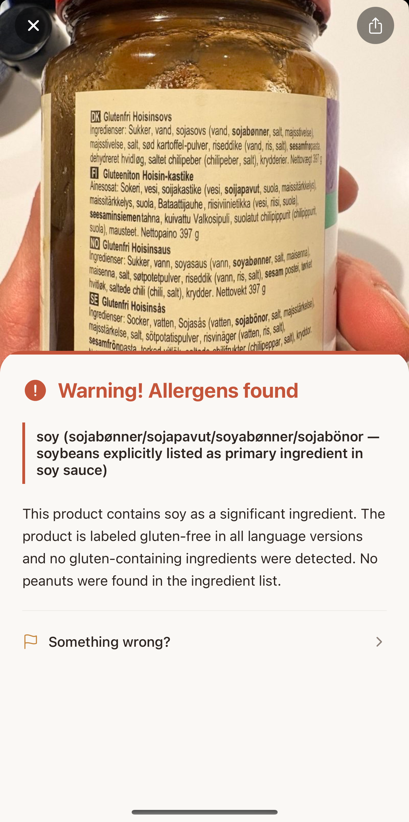 Allergens found